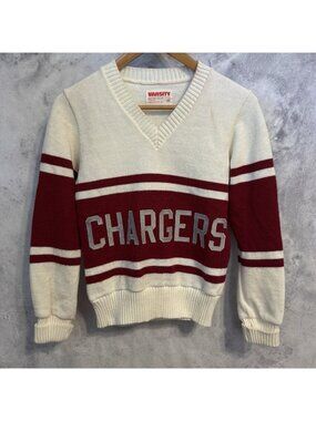 Vintage 80s Varsity Chargers Cheerleader Knit Sweater Size 36